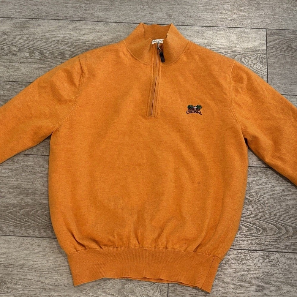 Fairway & Greene Italian Merino Wool Sweater Mens Large Colonial  Orange *Flaws*